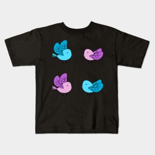 Birds in blue and pink Kids T-Shirt